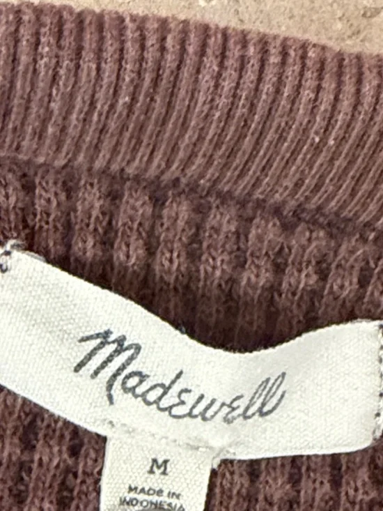 Madewell Brown Waffle Knit Long Sleeve Crop Top SzM - Picture 5 of 5